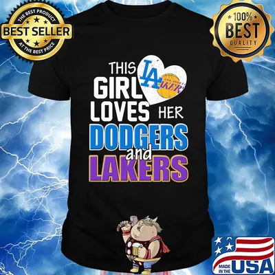This girl loves her dodgers and lakers heart shirt