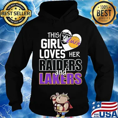 This girl loves her raiders and lakers heart logo s Hoodie