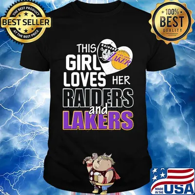 This girl loves her raiders and lakers heart logo shirt