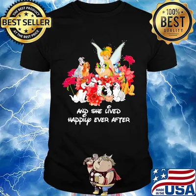 Tinkerbell and dogs and she lived happily ever after shirt