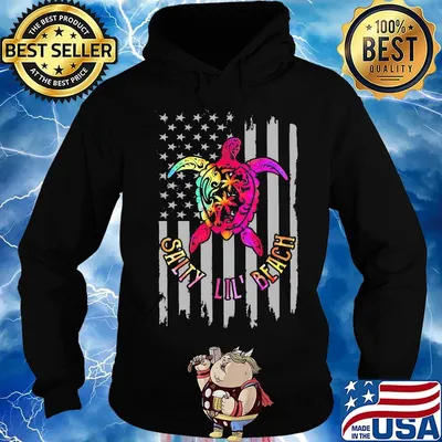 Turtle salty lil beach american flag independence day s Hoodie