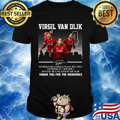 Virgil van dijk netherlands national team 2015-now liverpool fc 2018 now 2019 uefa men's player of the year thank you for the memories signature shirt