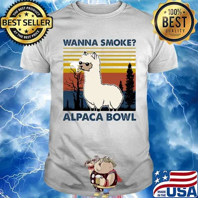 Wanna smoke alpaca bowl vintage retro shirt