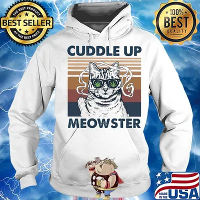 Weed cuddle up meowster vintage retro s Hoodie
