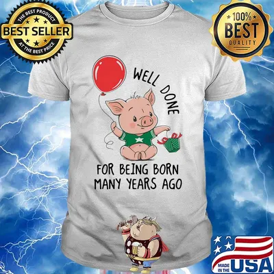 Well done for being born many years ago pig shirt