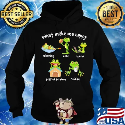 What make me happy sleeping food wifi staying at home coffee green frog s Hoodie