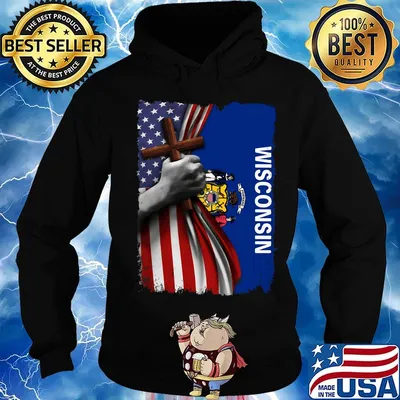 Wisconsin american flag cross happy independence day s Hoodie