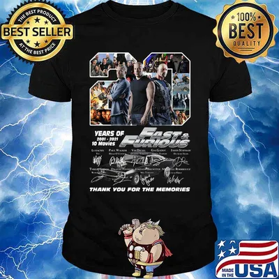 20 years of 2001 2021 fast and furious thank you for the memories signatures shirt