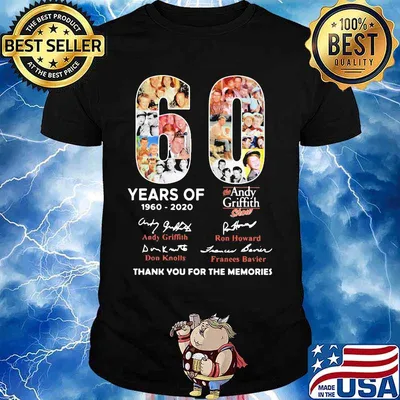 60 years of 1960 2020 the andy griffith show thank you for the memories signatures shirt