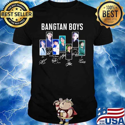 Bangtan boys band members signatures shirt