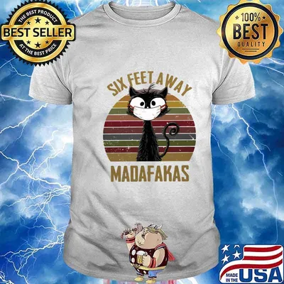 Black cat mask six feet away madafakas vintage retro shirt