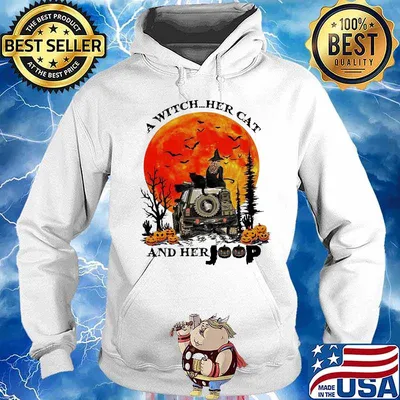 Halloween a witch her cat and her pumpkins sunset s Hoodie