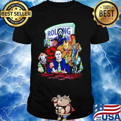 Halloween horror characters drinking rolling rock shirt