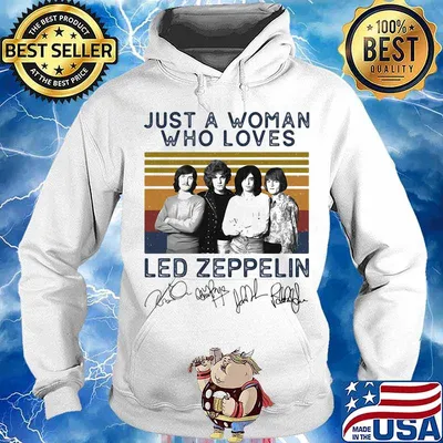 Just a woman who loves led zeppelin signatures vintage retro s Hoodie