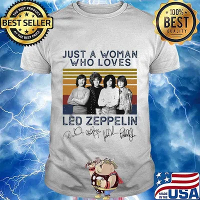 Just a woman who loves led zeppelin signatures vintage retro shirt