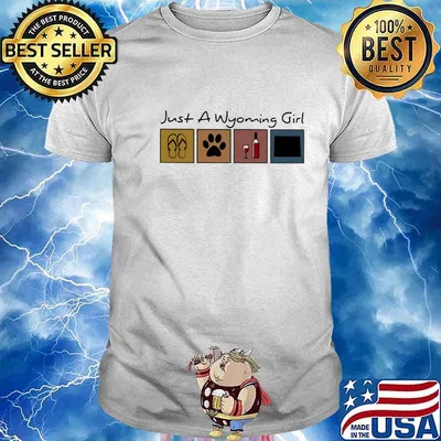Just a Wyoming girl Flip flop Dog Wine Wyoming Map shirt