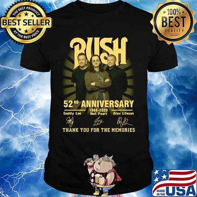 Rush 52nd anniversary 1968 2020 thank you for the memories signatures shirt