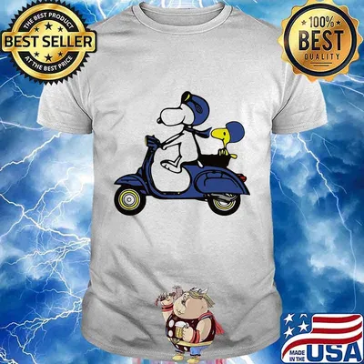 Snoopy and woodstock riding a motorcycle shirt