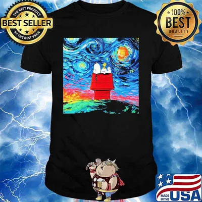 Snoopy and woodstock starry night van gogh shirt