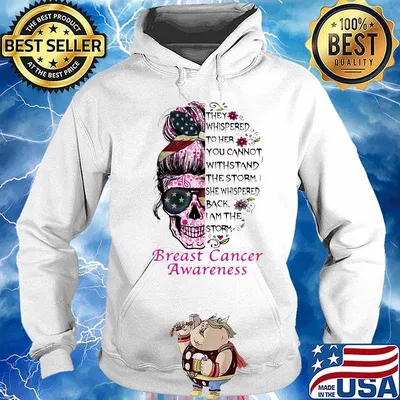 Sugar skull girl they whispered to her you cannot withstand the storm she whispered back i am the storm breast cancer awareness flowers s Hoodie