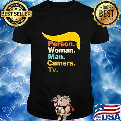 Trump person woman man camera tv vintage shirt