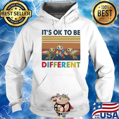 Turtle Autism It's Ok to be Different Vintage retro s Hoodie