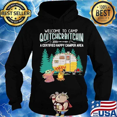 Welcome to camp quitcherbitchin a certified happy camper area baby yoda s Hoodie