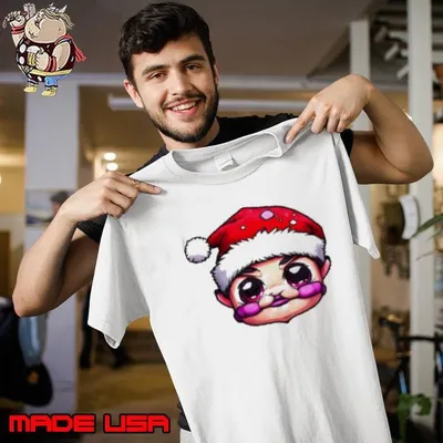 Cartoon Character in Santa Claus Hat with a Big Smile Shirt