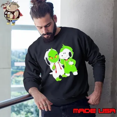 Elf Wear Suit Snoopy And Snoopy Wear Suit Elf Christmas Sweatshirt