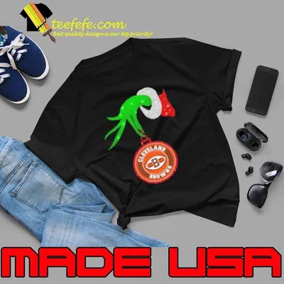 Grinch Hand Holding Cleveland Browns Christmas Unisex