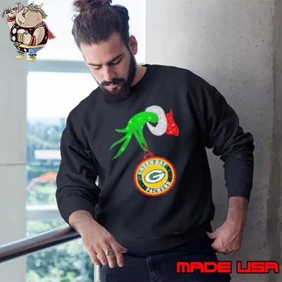 Grinch Hand Holding Green Bay Packers Christmas Sweatshirt