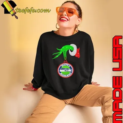 Grinch Hand Holding Seattle Seahawks Christmas Sweatshirt