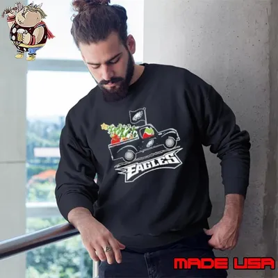 Grinch driving Christmas truck Philadelphia Eagles Sweatshirt