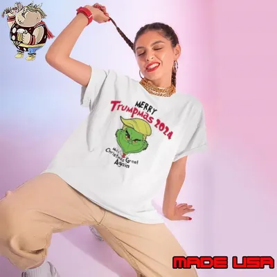Grinch merry Trumpmas 2024 make Christmas great again Ladies tee