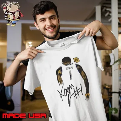 Kam Jones Marquette Golden Eagles behind signature shirt