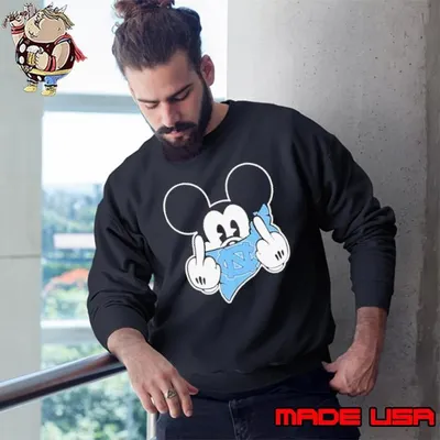 Mickey Middle Finger Mask North Carolina Tar Heels Football Disney Sweatshirt