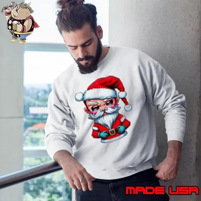 Premium Angry Santa Claus Cartoon Character Holding a Cup Sweatshirt