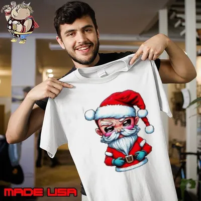 Premium Angry Santa Claus Cartoon Character Holding a Cup Unisex