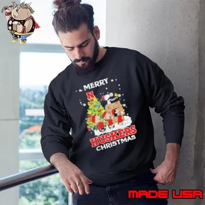 2024 Nebraska Cornhuskers Snoopy And Friends Merry Christmas Sweatshirt