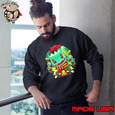 Bulbasaur Christmas Amphibian cartoon graphic Sweatshirt
