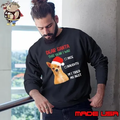 Chihuahua Dear Santa This Year I Was Nice Naughty I Tried My Best Sweatshirt