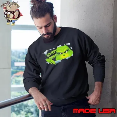 Hiding Grinch quaratine six feet people Sweatshirt