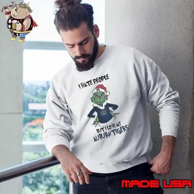 I Hate People But I Love My Auburn Tigers Grinch Merry Christmas Shirt
