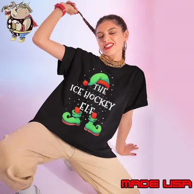 Ice Hockey Elf Family Matching Christmas shirt