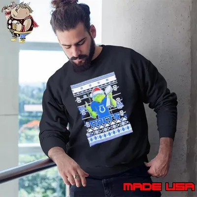 Indianapolis Colts X Grinch Christmas with Super Bowl Trophy ugly Christmas Sweatshirt