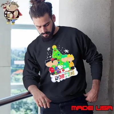 Merry Christmas Peanuts Characters X Boston Sports Teams Sweatshirt