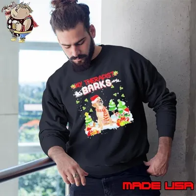 My Therapist Barks Happy Merry Christmas Sweatshirt