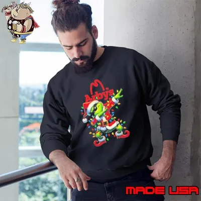 Santa Grinch Dabbing Arby’s Merry Christmas Light Sweatshirt