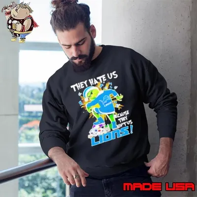 Santa Grinch they hate us because they ain't us Lions Christmas Sweatshirt