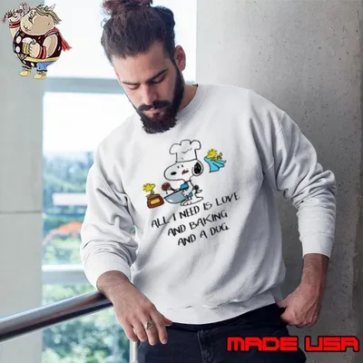 Snoopy All I Need Is Love And Baking And A Dog Sweatshirt